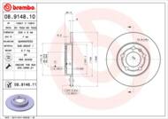 08.9148.11 - Tarcza hamulcowa BREMBO /tył/ VAG GOLF IV 98-03 4MOTION