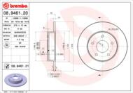 08.9461.21 - Tarcza hamulcowa BREMBO /tył/ NISSAN PRIMERA 02-08