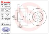 08.9826.11 - Tarcza hamulcowa BREMBO /tył/ OPEL MERIVA 03-10