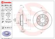 08.9918.21 - Tarcza hamulcowa BREMBO /tył/ VAG A4 00-08 1.8T-3.0