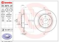 08.9975.21 - Tarcza hamulcowa BREMBO /tył/ MAZDA 5 05-