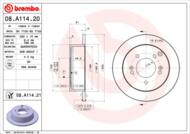 08.A114.21 - Tarcza hamulcowa BREMBO /tył/ HYUNDAI TUCSON 04-10