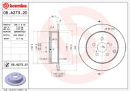 08.A273.21 - Tarcza hamulcowa BREMBO /tył/ TOYOTA CELICA 99-05 1.8 16V