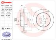 08.A335.11 - Tarcza hamulcowa BREMBO /tył/ TOYOTA AVENSIS 03-09