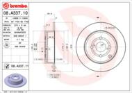 08.A337.11 - Tarcza hamulcowa BREMBO /tył/ TOYOTA COROLLA 02-06