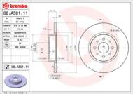 08.A501.11 - Tarcza hamulcowa BREMBO /tył/ LANCIA DELTA 09- 1.8