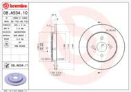 08.A534.11 - Tarcza hamulcowa BREMBO /tył/ TOYOTA YARIS 06- (+ABS)