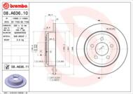 08.A636.11 - Tarcza hamulcowa BREMBO /tył/ JEEP CHEROKEE 01-08