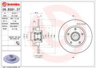 08.B391.37 - Tarcza hamulcowa BREMBO /tył/ /z łoż./ RENAULT