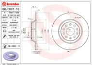 08.C501.11 - Tarcza hamulcowa BREMBO 300x12 /tył/ VAG