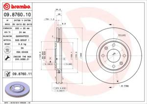 09.8760.11 - Tarcza hamulcowa BREMBO 283x26 /przód/ PSA