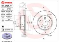 09.D421.11 - Tarcza hamulcowa BREMBO /przód/ VAG CRAFTER 16-