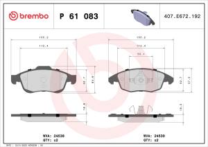 P 61 083 - Klocki hamulcowe BREMBO (odp.GDB1690) PSA C4 09-/Peugeot Partner 08-