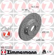 100.1222.52 - Tarcza hamulcowa ZIMMERMANN COAT Z VAG 280x22 SPORT /nawiercane/