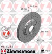 100.1242.52 - Tarcza hamulcowa ZIMMERMANN COAT Z VAG 312x25 SPORT /nawiercane/