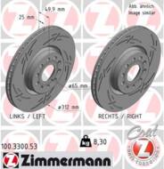 100.3300.53 - Tarcza hamulcowa ZIMMERMANN COAT Z VAG312x25 VW GOLF V 03- SPORT