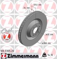 100.3305.20 - Tarcza hamulcowa ZIMMERMANN /przód/ COAT Z VAG 360x34