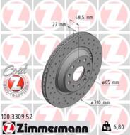 100.3309.52 - Tarcza hamulcowa ZIMMERMANN /tył/ COAT Z VAG 310x22 SPORT /nawiercane/