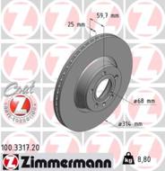 100.3317.20 - Tarcza hamulcowa ZIMMERMANN COAT Z VAG 314x25