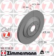 100.3338.20 - Tarcza hamulcowa ZIMMERMANN /tył/ COAT Z VAG 335x22