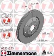 100.3343.75 - Tarcza hamulcowa ZIMMERMANN /przód L/ COAT Z VAG 365x34 FORMULA /nawiercane//pływająca