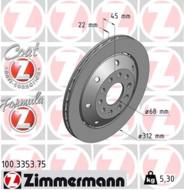 100.3353.75 - Tarcza hamulcowa ZIMMERMANN /tył L/ COAT Z VAG 312x22 FORMULA /nawiercane//pływająca