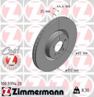 100.3394.20 - Tarcza hamulcowa ZIMMERMANN /przód/ COAT Z 312x25 VAG A1 18-