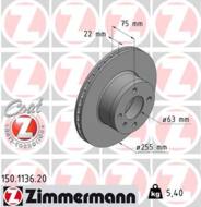 150.1136.20 - Tarcza hamulcowa ZIMMERMANN COAT Z BMW 255x22