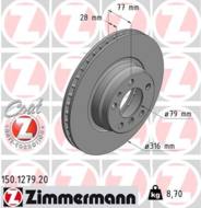 150.1279.20 - Tarcza hamulcowa ZIMMERMANN COAT Z BMW 316x28