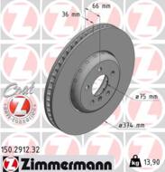 150.2912.32 - Tarcza hamulcowa ZIMMERMANN /przód L/ COAT Z BMW 374x36 FORMULA F (dwuelementowa-OEM) BMW 567 10-