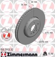 150.2913.32 - Tarcza hamulcowa ZIMMERMANN /przód P/ COAT Z BMW 374x36 FORMULA F (dwuelementowa-OEM) BMW 567 10-