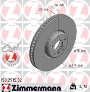 150.2915.32 - Tarcza hamulcowa ZIMMERMANN /przód P/ BMW 374x36 BMW 7/F01/F02/F03/F04 08-