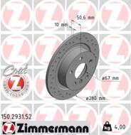 150.2931.52 - Tarcza hamulcowa ZIMMERMANN /tył/ COAT Z BMW 280x10 MINI CLUBMAN (F54F60)2 13-