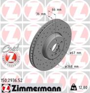 150.2936.52 - Tarcza hamulcowa ZIMMERMANN COAT Z /przód L/ BMW 348X36 SPORT nawiercane