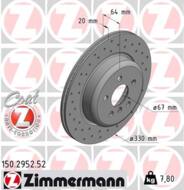 150.2952.52 - Tarcza hamulcowa ZIMMERMANN /tył L/ BMW 330x20 BMW 5/G30/F90 16- SPORT