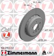 150.2953.32 - Tarcza hamulcowa ZIMMERMANN /tył P/ FORMUŁA Z COAT 330x20 BMW 5 G30/F90 16-