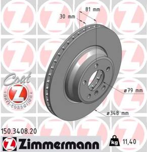 150.3408.20 - Tarcza hamulcowa ZIMMERMANN /przód/ COAT Z BMW 348x30 E65/E66