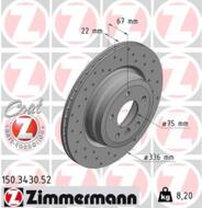 150.3430.52 - Tarcza hamulcowa ZIMMERMANN /tył/ COAT Z BMW 336x22 SPORT /nawiercane/