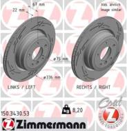 150.3430.53 - Tarcza hamulcowa ZIMMERMANN /tył/ COAT Z BMW 336x22 BMW 3E90 05- SPORT