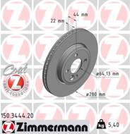 150.3444.20 - Tarcza hamulcowa ZIMMERMANN COAT Z BMW 280x22 MINI 06-