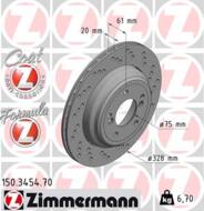 150.3454.70 - Tarcza hamulcowa ZIMMERMANN /tył P/ COAT Z BMW 328x20 FORMULA /nawiercane//pływająca