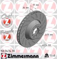 150.3474.70 - Tarcza hamulcowa ZIMMERMANN /przód P/ COAT Z BMW 374x36 FORMULA /nawiercane//pływająca