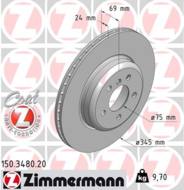 150.3480.20 - Tarcza hamulcowa ZIMMERMANN /tył/ COAT Z BMW 345x24