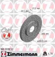 180.2018.52 - Tarcza hamulcowa ZIMMERMANN COAT Z PSA 2655x205 SPORT /nawiercane/