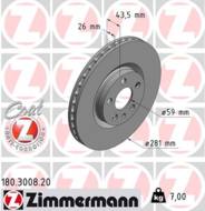 180.3008.20 - Tarcza hamulcowa ZIMMERMANN COAT Z PSA/FIAT 281x26