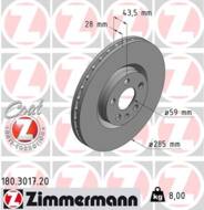 180.3017.20 - Tarcza hamulcowa ZIMMERMANN COAT Z PSA/FIAT 285x28