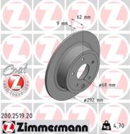 200.2519.20 - Tarcza hamulcowa ZIMMERMANN /tył/ COAT Z NISSAN 292x9