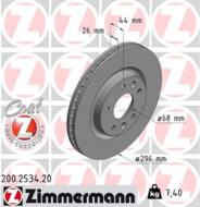 200.2534.20 - Tarcza hamulcowa ZIMMERMANN COAT Z NISSAN/RENAULT 296x26