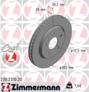 230.2310.20 - Tarcza hamulcowa ZIMMERMANN /przód/ COAT Z FIAT/CHRYSLER/DODGE/VAG 302x28