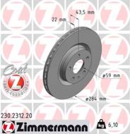 230.2312.20 - Tarcza hamulcowa ZIMMERMANN COAT Z FIAT 284x22